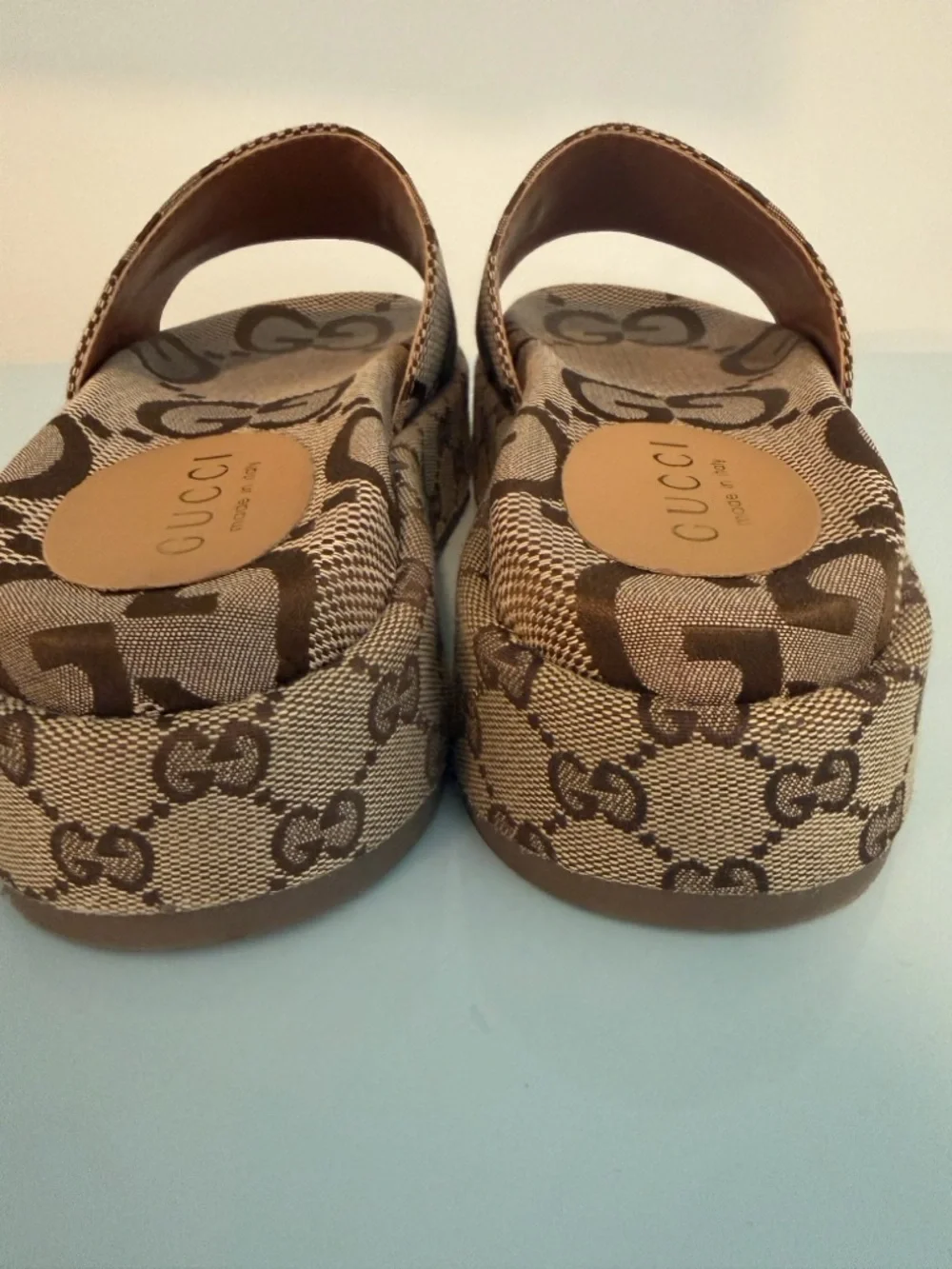 GG Monogram Platform Slide Sandals - Brown - Picture 2 of 4